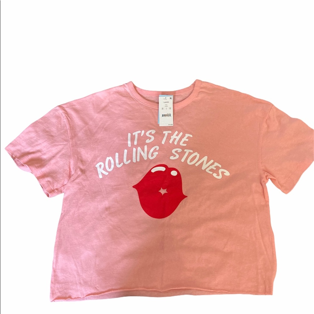 The Rolling Stones Pink Cropped T-Shirt Top, Large